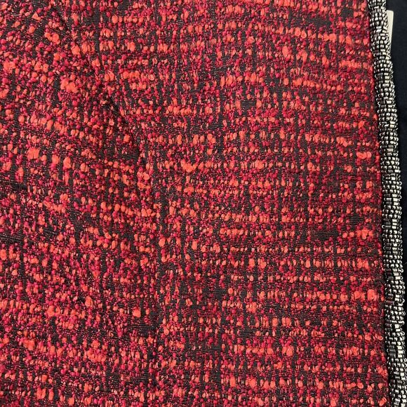 NWT Chico’s Women Open Front Jacket Embellished Tweed Blazer Red‎ Black Size 2 - Picture 9 of 13